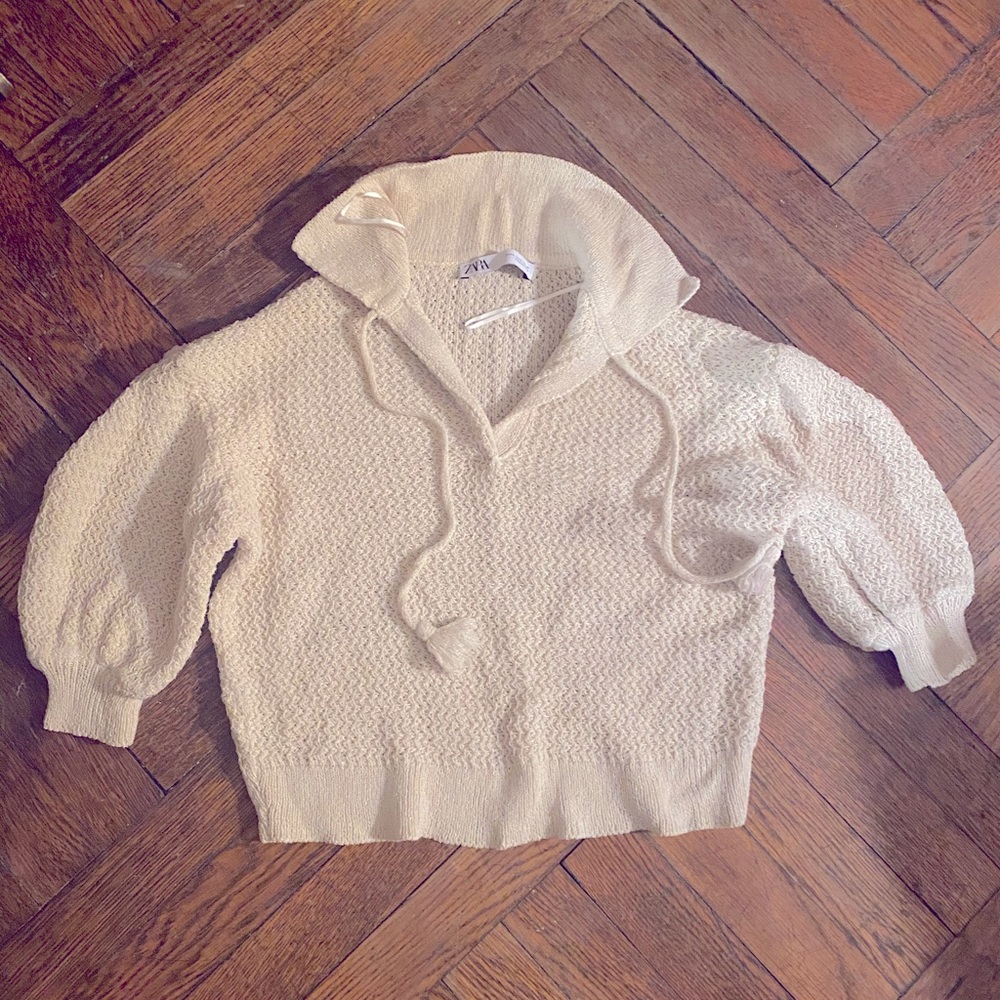 ZARA Crop knit cotton pullover
